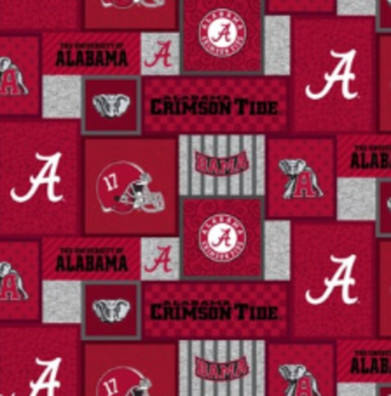 NCAA University of Alabama Patch Fleece AL1177 Fabric by the Yard